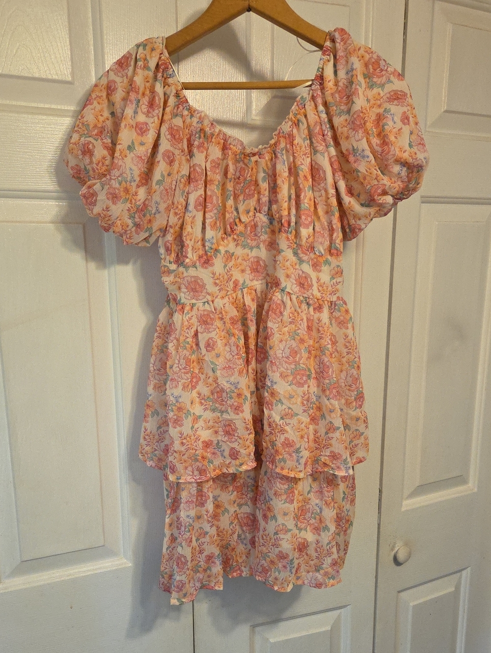 Simply Southern Cream Dress with Peach and Teal Floral Print